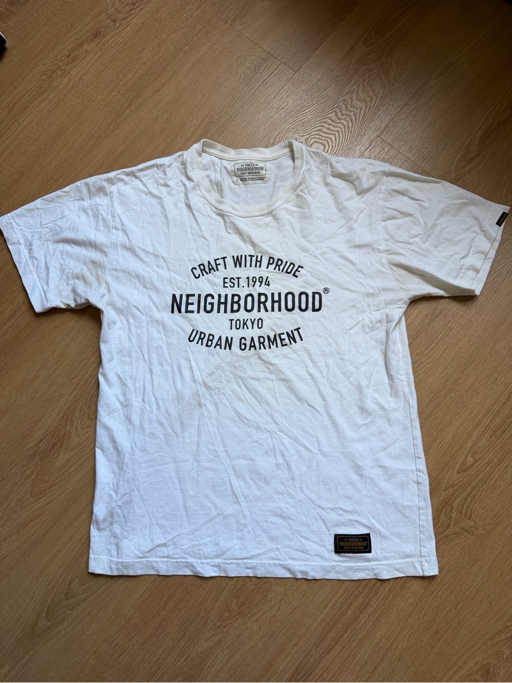 Neighborhood White Short Sleeve T-Shirt with Black Logo